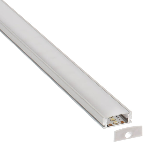 Kit que incluye perfil de aluminio, cubierta opal y tapas laterales. Para proteger y ocultar las tiras led, lo que permite realizar instalaciones profesionales, limpias y con estilo.