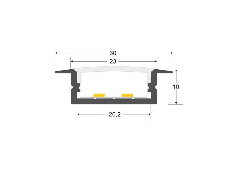 Kit que incluye perfil de aluminio, cubierta opal y tapas laterales. Para proteger y ocultar las tiras led, lo que permite realizar instalaciones profesionales, limpias y con estilo.
