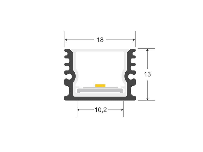 Perfil de aluminio para proteger las tiras led, lo que permite realizar instalaciones profesionales, limpias y con estilo. Incluye pletina disipadora, tubo de policarbonato, tapones de silicona y tapas finales. Con protección IP67