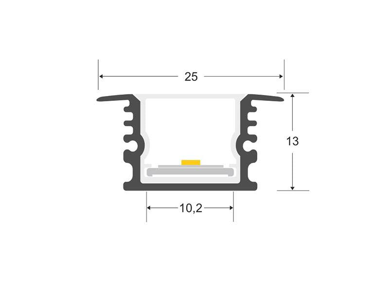 Perfil de aluminio para proteger las tiras led, lo que permite realizar instalaciones profesionales, limpias y con estilo. Incluye pletina disipadora, tubo de policarbonato, tapones de silicona y tapas finales. Con protección IP67