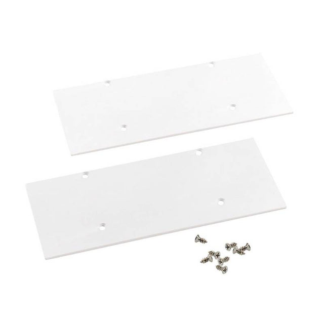 Kit que incluye tapas (derecha e izquierda) de aluminio color blanco y tornillos de cierre del perfil led NewWALL.