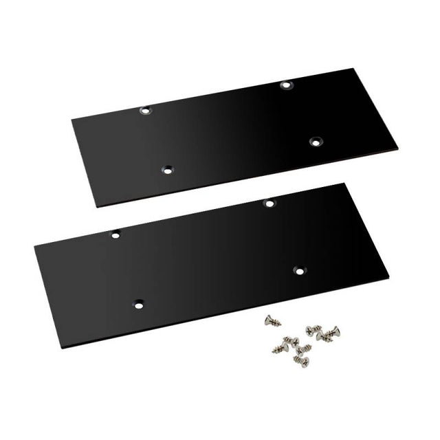Kit que incluye tapas (derecha e izquierda) de aluminio color negro y tornillos de cierre del perfil led NewWALL.