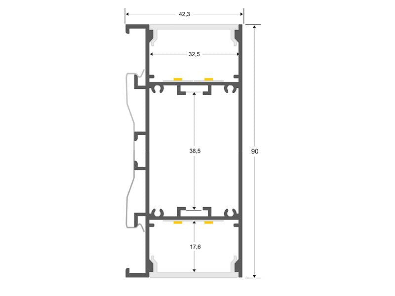 Kit que incluye tapas (derecha e izquierda) de aluminio color negro y tornillos de cierre del perfil led NewWALL.