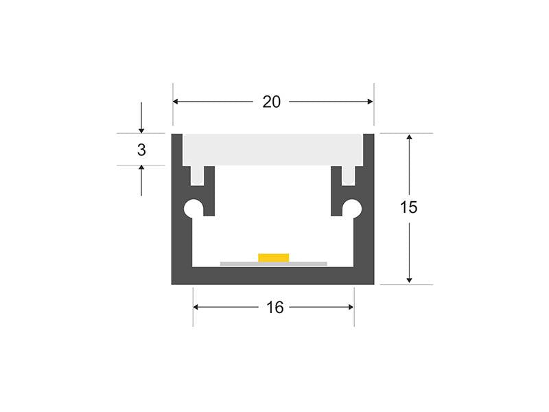 Kit que incluye perfil de aluminio, cubierta opal y tapas laterales. Para proteger y ocultar las tiras led, lo que permite realizar instalaciones profesionales, limpias y con estilo. Indicado para instalación empotrada en suelo.
