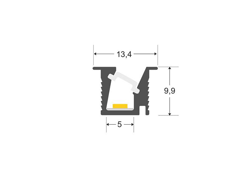 Kit que incluye perfil de aluminio anodizado gris, cubierta opal y tapas laterales. Para proteger y ocultar las tiras led, lo que permite realizar instalaciones profesionales, limpias y con estilo.