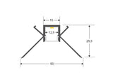 Perfil fabricado en aluminio de alta calidad ideal para iluminación de cualquier ambiente (baños, cocinas, pasillos, salones, etc) Se instala en obra entre el pladur, yeso, azulejos, etc. Dispone de aletas troqueladas que facilita la inserción del cemento u otro material para asegurar así un agarre perfecto a la pared.