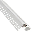 Perfil fabricado en aluminio de alta calidad ideal para iluminación de cualquier ambiente (baños, cocinas, pasillos, salones, etc) Se instala en obra entre el pladur, yeso, azulejos, etc. Dispone de aletas troqueladas que facilita la inserción del cemento u otro material para asegurar así un agarre perfecto a la pared.