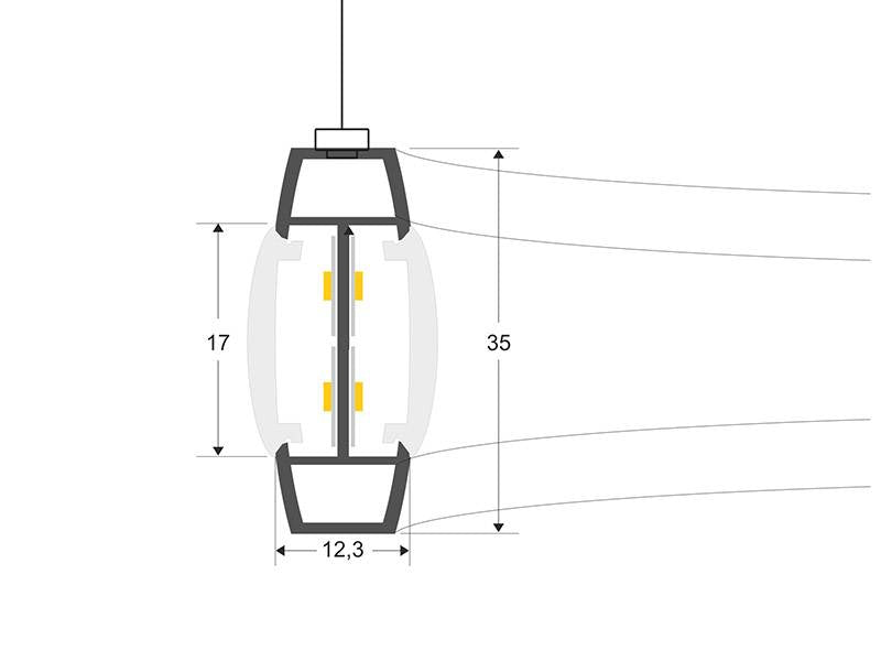 Kit que incluye perfil circular de aluminio y cubierta de silicona opal. Para fabricar espectaculares luminarias LED con múltiples opciones de instalación. Lacado en color blanco mate.