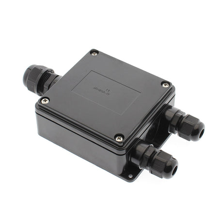 Caja IP68 para conexiones estancas, incluye 3 conectores para cables.