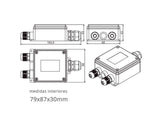 Caja IP68 para conexiones estancas, incluye 3 conectores para cables.