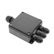 Caja IP68 para conexiones estancas, incluye 4 conectores para cables.