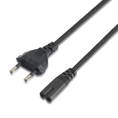 Cable de Alimentación con conector en forma de ocho C8/C7 para conectar a los adaptadores de corriente. Con clavija EU.