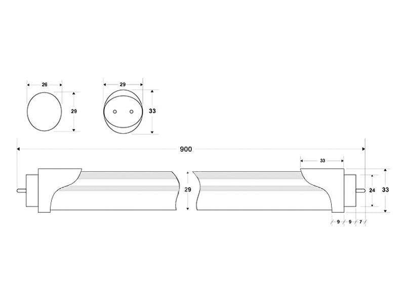 Tubo Led T8 900mm fabricado con cuerpo de aluminio y difusor en policarbonato opal. Materiales de alta calidad con chip led SMD2835 EPISTAR y driver CERTIFICADO CE por lo que aumenta la vida útil. Sustituyen a los tubos fluorescentes convencionales, ahorrando más del 60% de electricidad, no emite parpadeos ni radiaciones ultravioleta y su encendido es inmediato. Son de fácil sustitución, no requieren mantenimiento y aseguran una alta durabilidad.