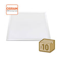 Pack de 10 paneles LED de máxima calidad con chip led OSRAM de alta luminosidad. Con driver led regulable para seleccionar la potencia deseada 48W-40W-36W ó 24W. Iluminación backlight que asegura que el panel led no amarillee con el tiempo de uso. ideal para las instalaciones más exigentes. Marco en color blanco para una mejor integración en la decoración. Certificación ENEC 05