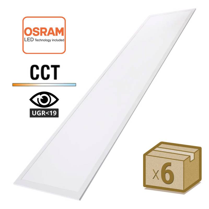 Pack 6 x Paneles LED de máxima calidad con chip led OSRAM de alta luminosidad. Con driver led regulable para seleccionar la potencia deseada 48W-40W-36W ó 24W. Y color de luz seleccionable 3000K-4000K-5000K-5700K. Iluminación backlight que asegura que el panel led no amarillee con el tiempo de uso. ideal para las instalaciones más exigentes. Marco en color blanco para una mejor integración en la decoración. UGR<19 para un mayor confort visual. Su bajo índice de deslumbramiento incide en un aumento en la con