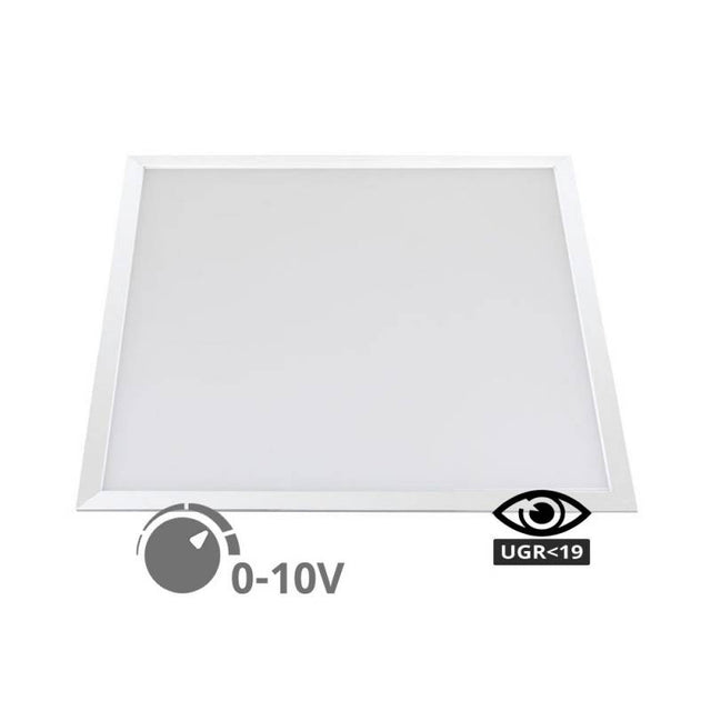 Panel LED de alta luminosidad de máxima calidad con driver led 0-10V regulable. Iluminación backlight que asegura que el panel led no amarillee con el tiempo de uso. ideal para las instalaciones más exigentes. Marco en color blanco para una mejor integración en la decoración. UGR<19 para un mayor confort visual. Su bajo índice de deslumbramiento incide en un aumento en la concentración, mayor rendimiento laboral y en la capacidad de estudio. Certificación ENEC 05