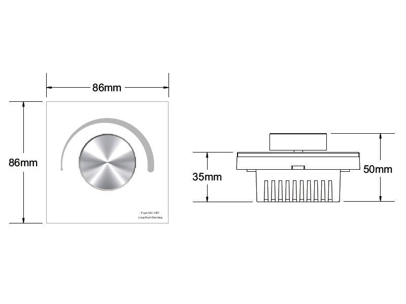 Un nuevo concepto de regulador AC (max 240W) de mínimo tamaño y compatible con mandos a distancia RF (ver accesorios) para el control de luminarias LED regulables, lámparas incandescentes y halógenos.