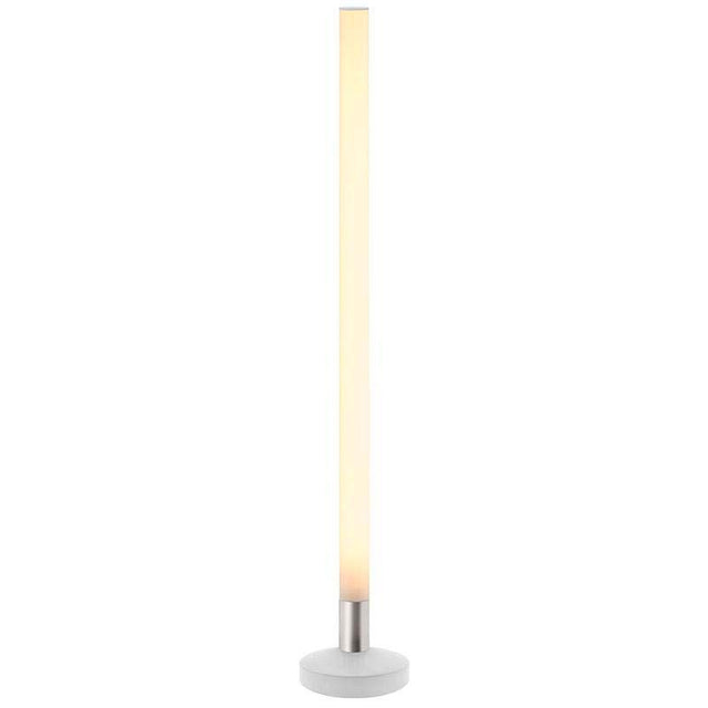 La lámpara de pié Baround es una columna de luz con en base de acero lacado color blanco y cubierta circular opal con una potente luminosidad regulable con el mando a distancia incluido. Luminaria exclusiva para crear ambientes únicos en cualquier lugar. Incluye mando a distancia RF para apagar/encender, controlar la intensidad y efectos de la luz.