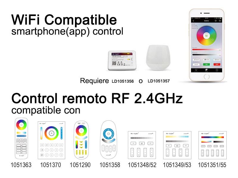 La lámpara de pié Baround RGB es una columna de luz con en base de acero lacado color blanco y cubierta circular opal con una potente luminosidad regulable con el mando a distancia incluido. Luminaria exclusiva para crear ambientes únicos en cualquier lugar. Incluye mando a distancia RF para apagar/encender, controlar la intensidad, color y efectos de la luz.