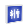 Aplique LED de superficie fabricado en aluminio lacado en color blanco mate y luminaria led con señalética de fácil comprensión.