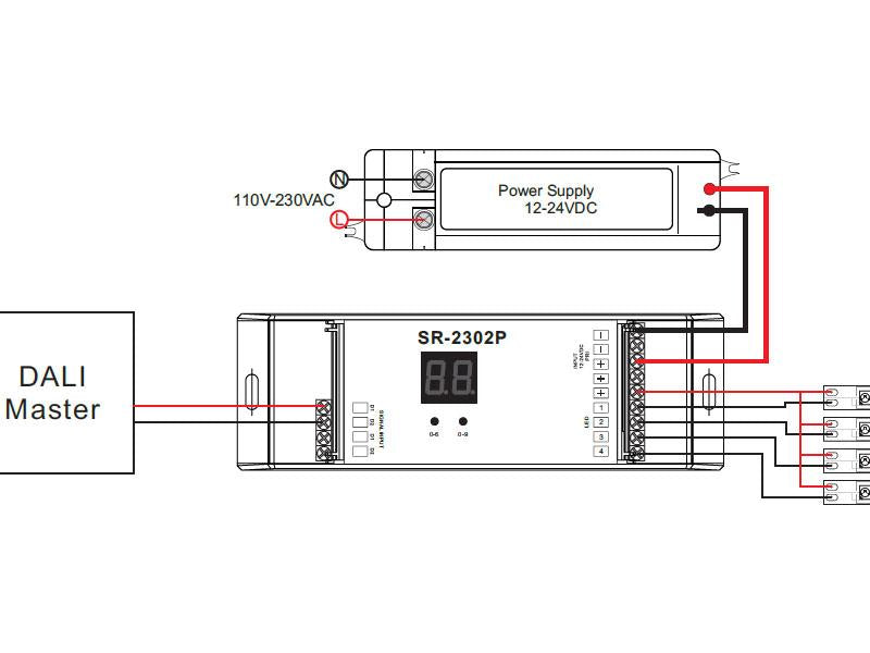 LED DRIVER de Corriente Constante (CC) con control DALI. Con 1 señal DALI para 4 canales - 4x(4.2-12.6)W.