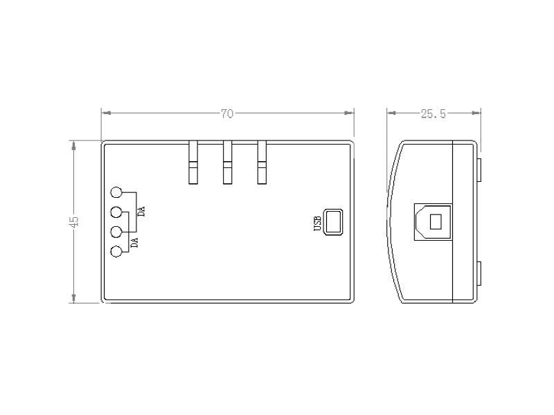 DALI Master con conexión USB para configurar desde el PC el control de los dispositivos DALI. En combinación del software dedicado permite la depuración y configuración del sistema de control de iluminación DALI.