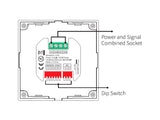 Panel táctil DALI para el control de tiras led RGB+CCT (RGB+blanco dual 2700K-6500K). Controla el encendido/apagado y regulación de intensidad y color de luz. Soporta modo de dirección única, modo de grupos y broadcast.