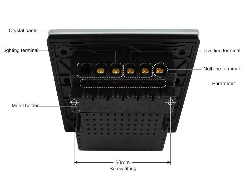 Interruptor sencillo de 1 cuerpo con 2 botones en color blanco con función de persiana, permite subir y bajar persianas y otros elementos de la casa. Interruptor eléctrico de empotrar con cuerpo de aluminio y panel frontal táctil iluminado de cristal templado con acabado de alta calidad y diseño minimalista.