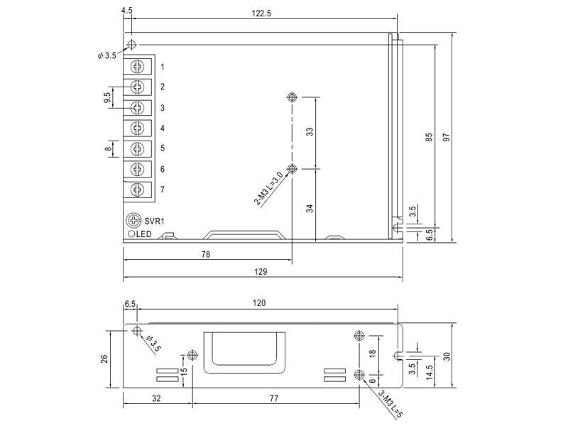 Fuente de alimentación conmutada de 100 W de salida Mean Well LRS