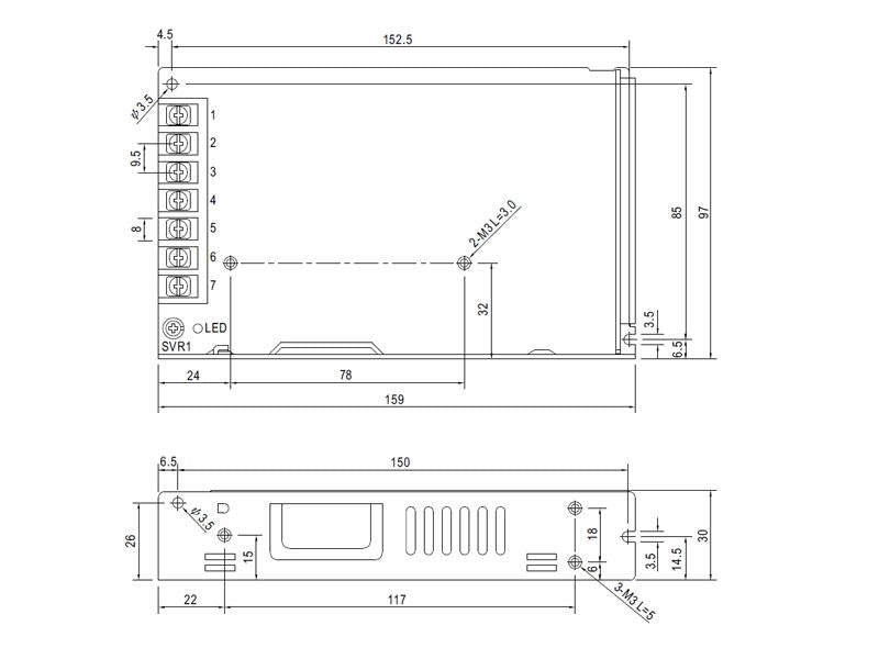 Fuente de alimentación conmutada de 150 W de salida Mean Well LRS