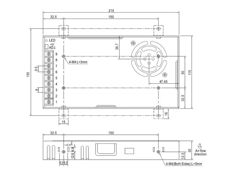 Fuente de alimentación conmutada de 350 W de salida Mean Well LRS