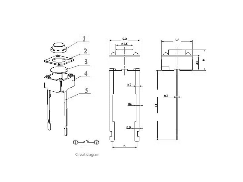 Micro pulsador de mínimo tamaño DC5-24V para instalaciones con tiras led.