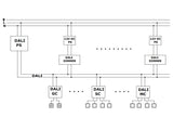 Módulo de control DALI. Permite el control de encendido/apagado de 4 dispositivos DALI.