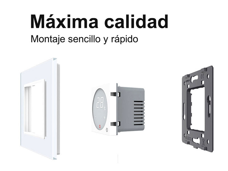 Mecanismo sencillo de 1 cuerpo con termostato de color blanco y display digital táctil para controlar fácilmente la temperatura de la calefacción. Con cuerpo de aluminio con acabado de alta calidad y diseño minimalista. Incluye sonda externa.