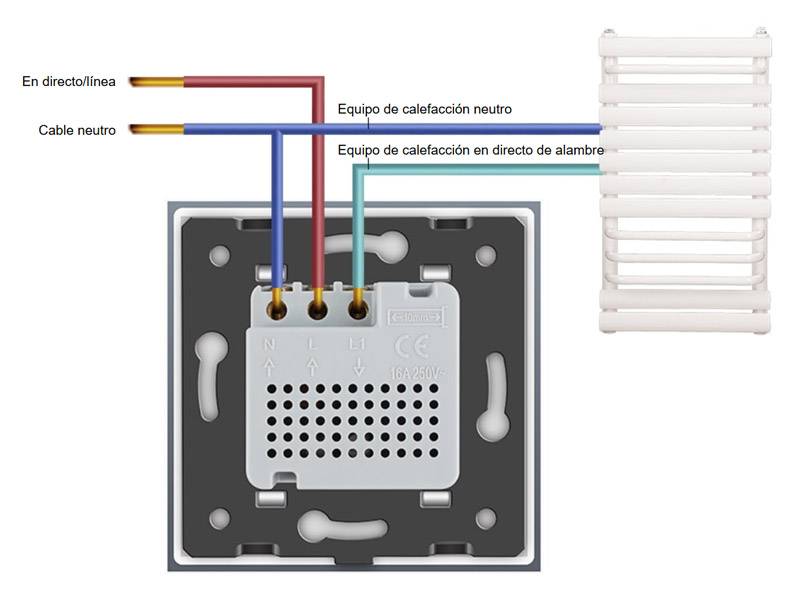 Mecanismo sencillo de 1 cuerpo con termostato de color preto y display digital táctil para controlar fácilmente la temperatura de la calefacción. Con cuerpo de aluminio y panel frontal de cristal templado con acabado de alta calidad y diseño minimalista. Incluye sonda externa.