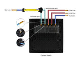 Interruptor sencillo de 1 cuerpo con 2 botones en color azul con función de persiana, permite subir y bajar persianas y otros elementos de la casa. Interruptor eléctrico de empotrar con cuerpo de aluminio y panel frontal táctil iluminado de cristal templado con acabado de alta calidad y diseño minimalista.