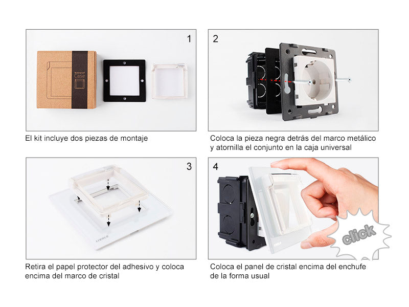 Cubierta impermeable para enchufe. Añade protección y permite adaptar los enchufes para su uso en el exterior.