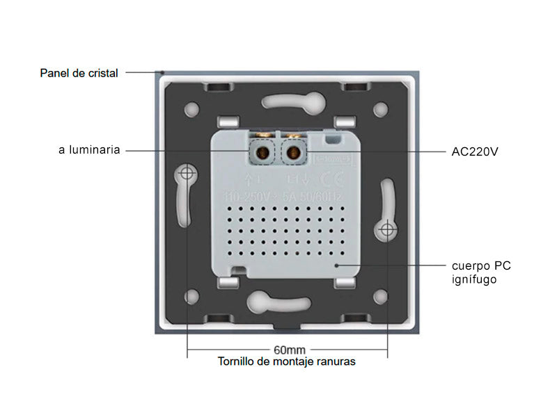 Sensor de movimiento y luminosidad de máxima calidad que permite el encendido de las luces cuando detecta movimiento en su radio de detección y la luminosidad ambiente es menor a los lux configurados.  Con panel frontal de cristal templado con acabado de alta calidad y diseño minimalista.