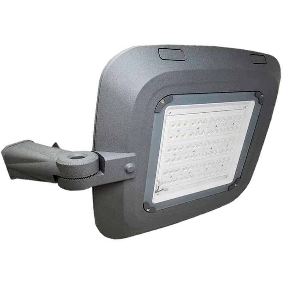 Farola de altas prestaciones LED chip Bridgelux 150lm/w, con fijación horizontal, vertical y orientable, cuerpo de aluminio fundido a presión y vidrio templado con nuevo diseño para evitar la acumulación de polvo y aves. Equipo de alimentación electrónico IP-66 Clase I con protector de sobretensión 10 KV externo de driver. Apertura fácil para mantenimiento. Driver Philips programable.