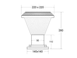 Farola LED que incorpora un sistema de alumbrado autónomo mediante energía solar. Incorpora sensor de luminosidad y mando a distancia para seleccionar el color de luz deseado para cada momento. Ideal para su instalación donde la red de energía eléctrica no puede llegar.