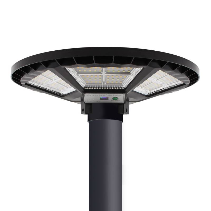 Farola LED que incorpora un sistema de alumbrado autónomo mediante energía solar. Ofrece luz CCT (luz fría, neutra y cálida) con mando a distancia. Incorpora sensor de luminosidad y movimiento. Ideal para su instalación donde la red de energía eléctrica no puede llegar. 