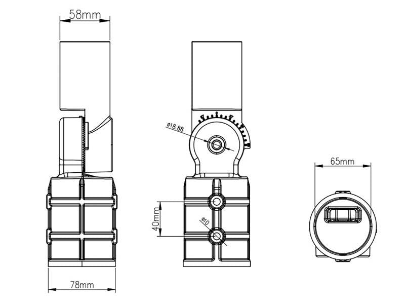 Brazo fabricado en aluminio pensado para la instalación de una farola a un poste o columna vial. La parte de mayor diámetro se fija a columnas de máximo Ø70 mm. La parte de menor diámetro incorpora tres tornillos para fijar Luminarias en un ángulo de 0 a 90º.