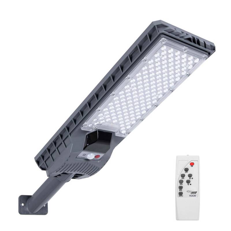 Farola LED que incorpora un sistema de alumbrado autónomo mediante energía solar. Incorpora sensor de luminosidad y movimiento.  Ideal para su instalación donde la red de energía eléctrica no puede llegar. Incluye mando a distancia para su control y configuración.