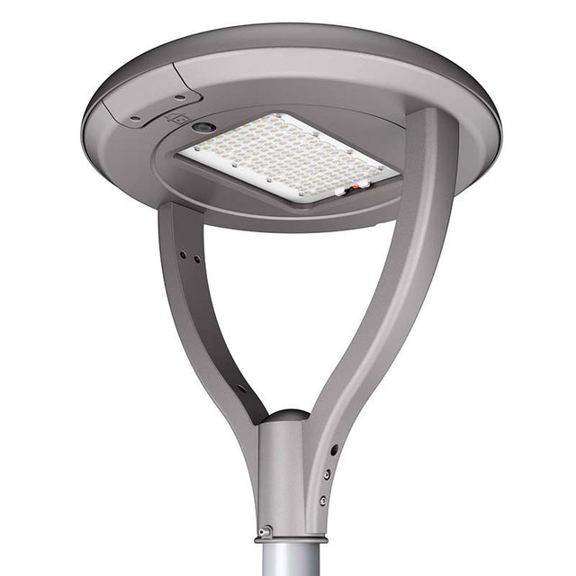 Farola LED 37W de altas prestaciones con chip LUMILEDS 135lm/w. Con fijación sobre poste y opciones de soporte horizontal, suspendido y superior. Farolas LED con cuerpo de aluminio fundido a presión y vidrio templado con nuevo diseño para evitar la acumulación de polvo y aves. Equipo de alimentación electrónico IP-66 Clase I con protector de sobretensión (10 KV). Apertura fácil para mantenimiento. Driver Meanwell o Inventronics (programable). Garantía de 5 años