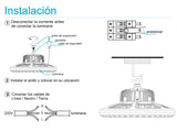 Campana LED Industrial UFO INTELIGENTE con DRIVER SOSEN de alta calidad y chip  led Lumileds con un rendimiento de 170lm/W y disipador mejorado para una perfecta disipación de calor. Opcionalmente es posible instalar sensores de movimiento y luminosidad Plug & Play.