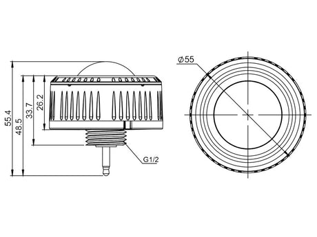 Óptica Regulable para campana LED UFO 200W (LD1160721 / LD1160722) que permite ajustar el ángulo de apertura de la luminaria a 120° Focaliza el haz de luz, haciéndolo adecuado para instalación a gran altura y entre pasillos.