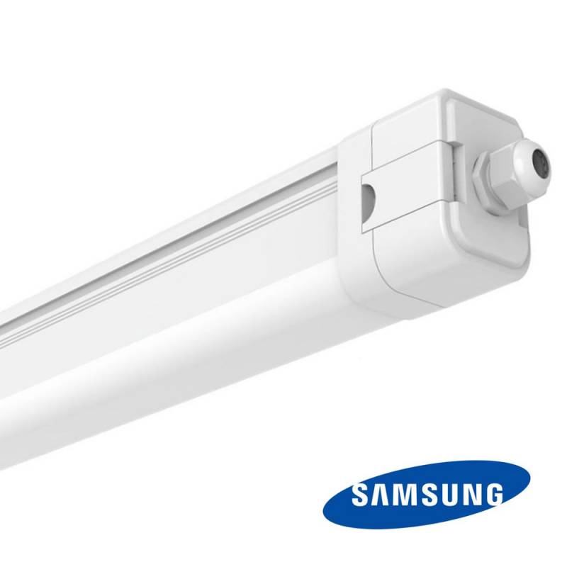 Iluminación perfecta con la Regleta Estanca LED 40W SAMSUNG - LUMINAIRE - 3CCT. Esta regleta estanca combina calidad y versatilidad para brindarte una experiencia lumínica excepcional. Con su potente y eficiente tecnología LED disfruta de una iluminación brillante y uniforme en cualquier entorno. IK08.  COLOR SELECCIONABLE (CCT 3000K-4000K-5700K) LED integrado La luminaria LED es puede usarse tanto en interior, como en exterior por tener IP65,  y grado anti golpeo  IK08. FP + 0.98.