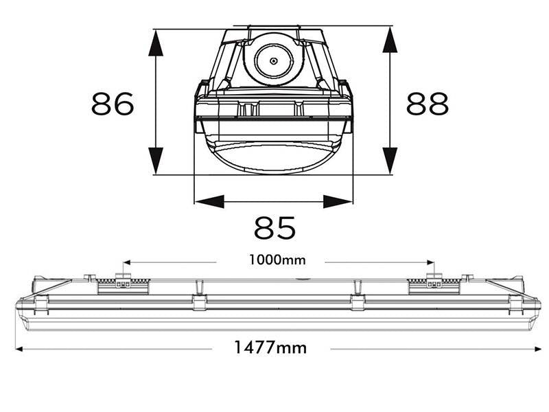 Regleta Estanca LED integrado, la solución perfecta para iluminar cualquier espacio de forma eficiente y duradera. Con potencia seleccionable de 25W a 44W esta regleta cuenta con un OSRAM Driver de alta calidad y un tamaño de 150cm que la hace ideal para cualquier tipo de instalación. Además, su diseño estanco asegura una protección total contra el polvo y la humedad, lo que la convierte en una opción perfecta para espacios de trabajo, almacenes o cualquier ambiente que requiera una iluminación de alto rend