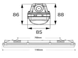 Regleta Estanca con LED integrado y SENSOR MOVIMIENTO PIR, la solución perfecta para iluminar cualquier espacio de forma eficiente y duradera. Con potencia seleccionable de 20W a 35W esta regleta cuenta con un OSRAM Driver de alta calidad y un tamaño de 120cm que la hace ideal para cualquier tipo de instalación. Además, su diseño estanco asegura una protección total contra el polvo y la humedad, lo que la convierte en una opción perfecta para espacios de trabajo, almacenes o cualquier ambiente que requiera 