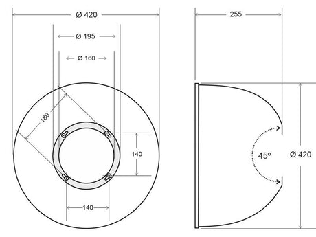 Pieza de recambio o para sustituir otros tipos de reflectores de campana industrial. Ver dimensiones para compatibilidad luminaria.